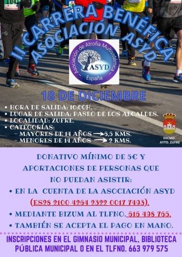 Zufre acoge una carrera solidaria para ayudar a una familia afectada por la Atrofia Multisistémica