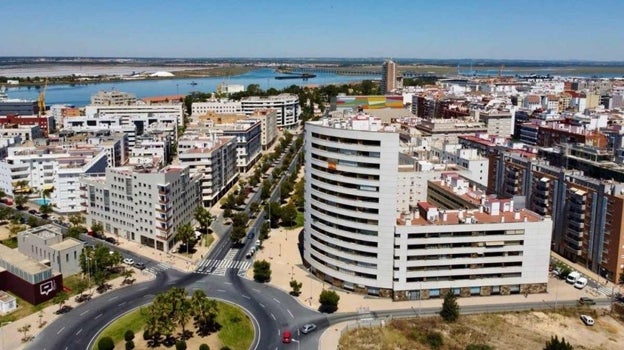 Vista aérea del barrio de Pescadería, próximo a las Fiestas Colombinas