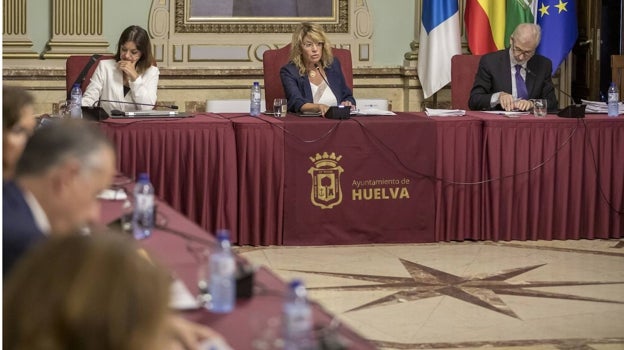 La alcaldesa Pilar Miranda durante el pleno de hoy