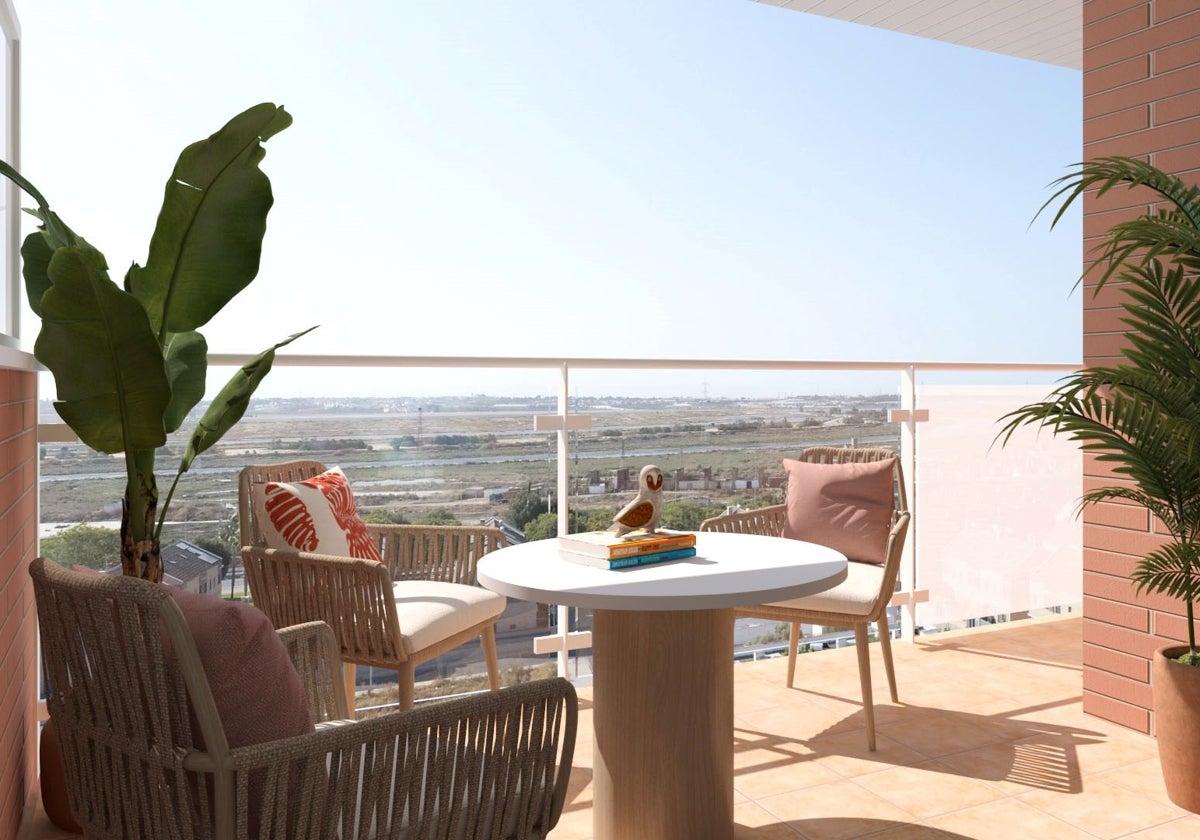 Terraza con vistas en el edificio de la avenida Nuevo Colombino