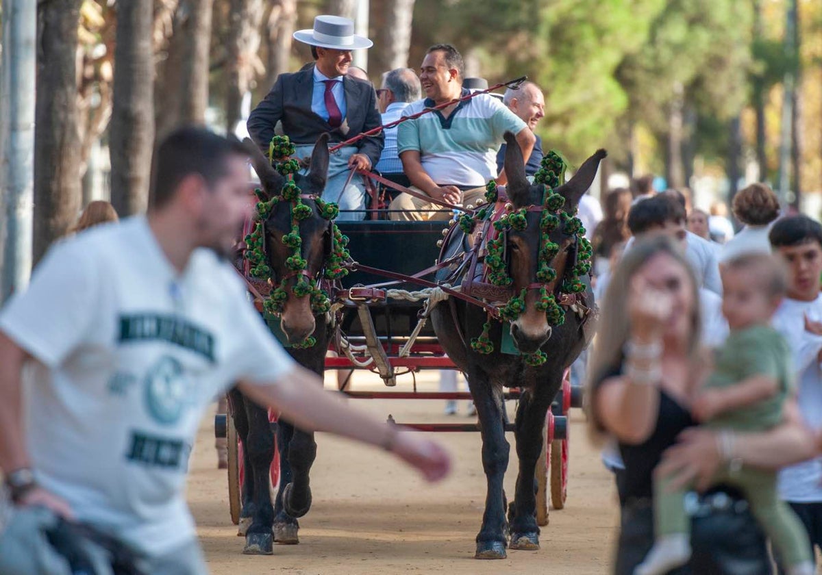 Coche de caballos por el paseo del ferial
