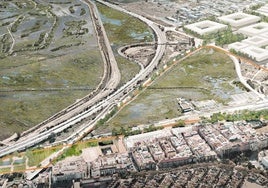 Parque del Ferrocarril y Avenida Italia, con el Ensanche Sur al fondo
