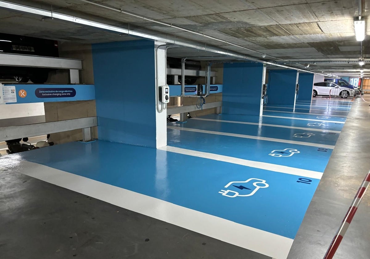 Puntos de recarga en el aparcamiento del Mercado del Carmen