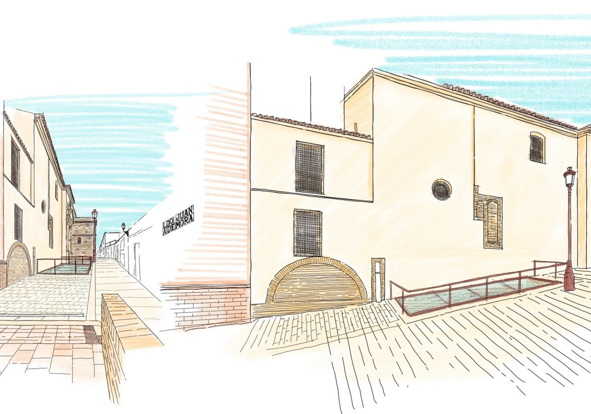 Dibujo que muestra cómo quedarán expuestos los restos arqueológicos
