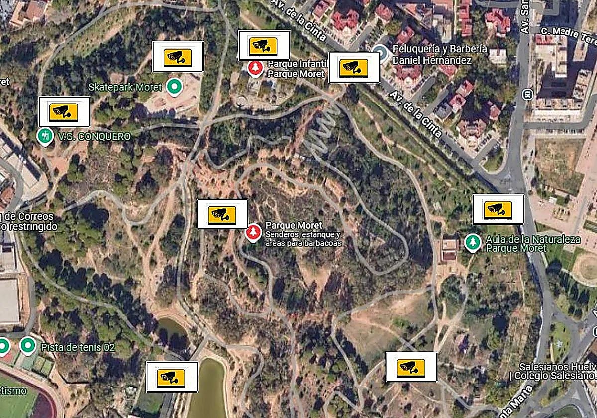 Ubicación de las cámaras que se habían solicitado en el parque Moret