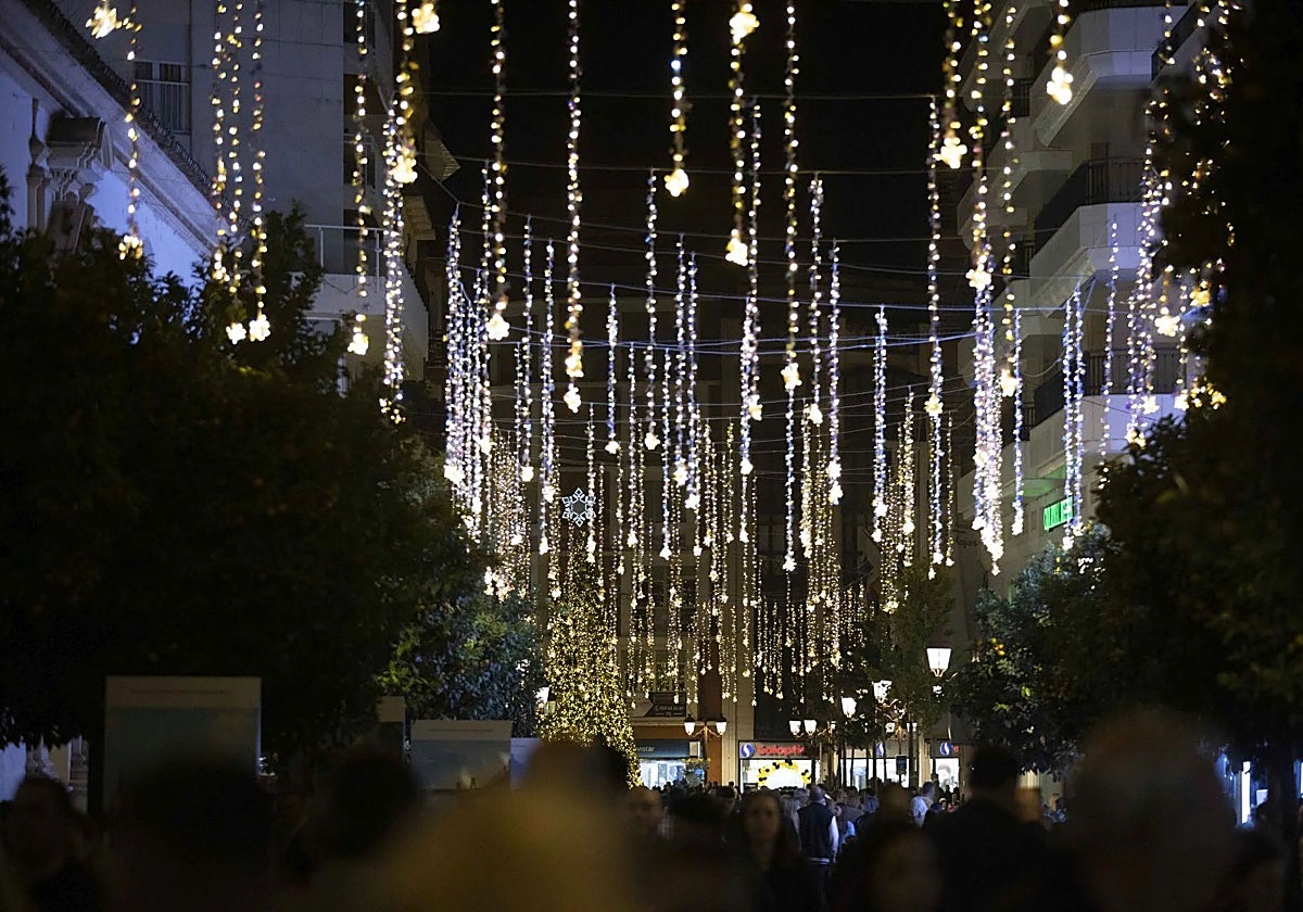 Iluminación en el centro de Huelva la pasada Navidad