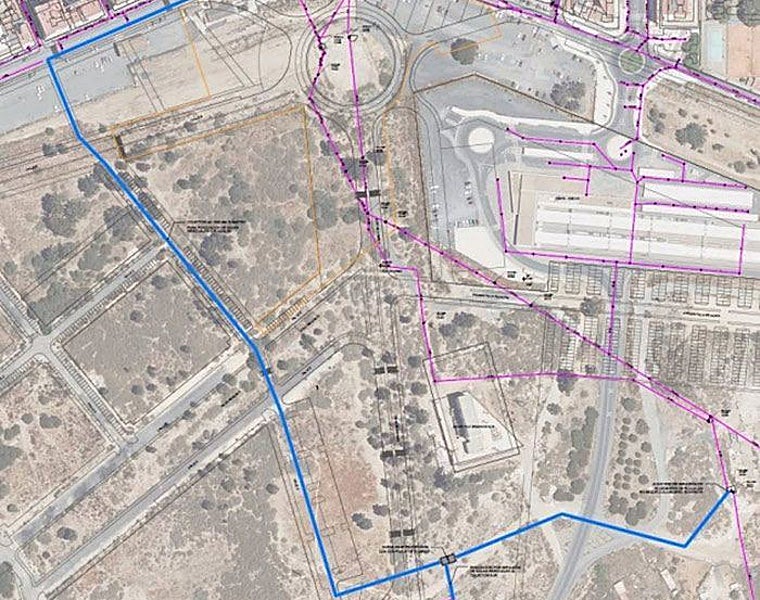 En azul, el trazado de la nueva tubería