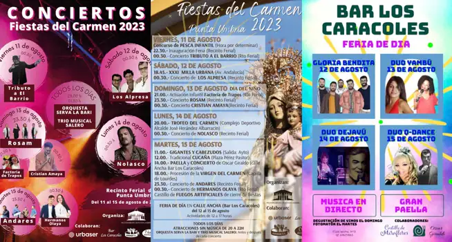 Carteles con la programación de las Fiestas del Carmen 2023