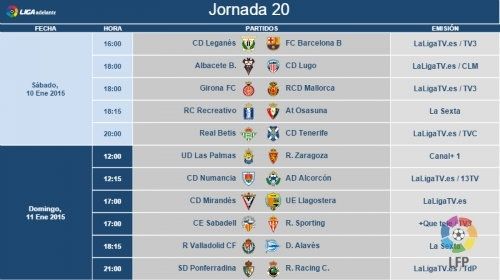Ya hay horarios para los dos primeros partidos de 2015, ante Sabadell y Osasuna