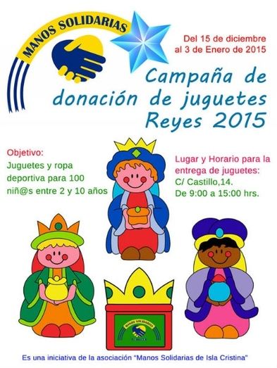 Manos Solidarias ayudarán a los Reyes Magos a cumplir con todos los niños de Isla Cristina