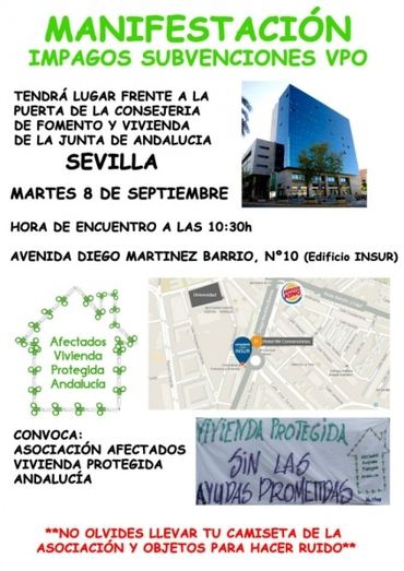 Los afectados por los impagos de ayudas a la VPO llevarán a Sevilla sus reivindicaciones