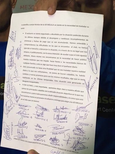 La plantilla del Melilla también muestra su malestar por los impagos