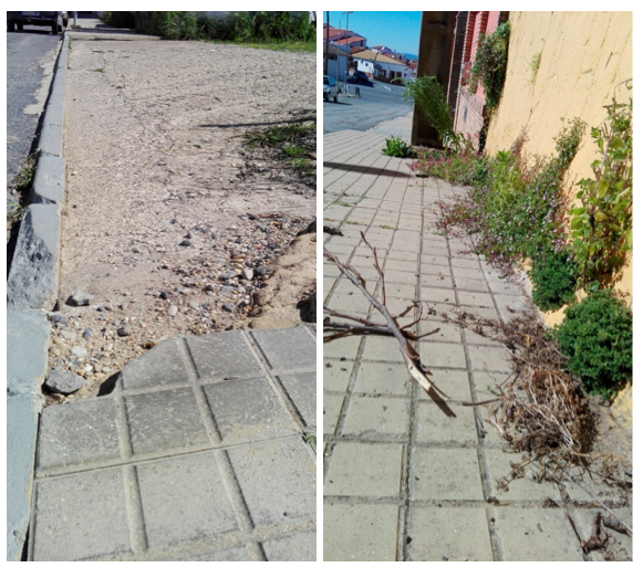 Dejadez municipal y un paso de peatones ilegal en Zalamea