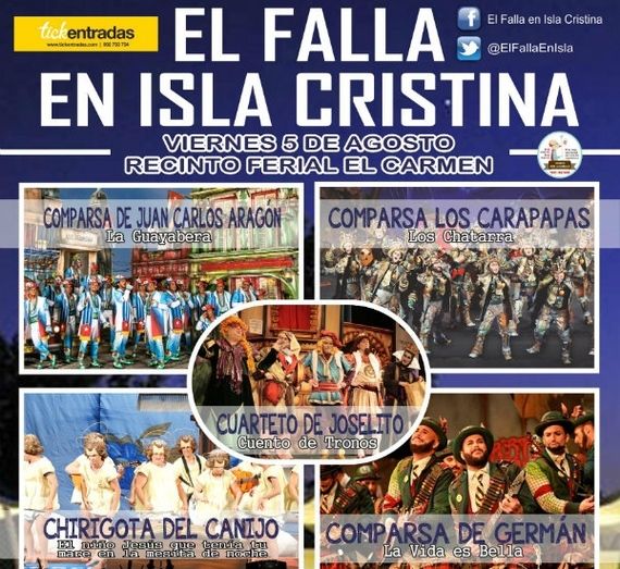 'El Falla en Isla Cristina' reunirá el 5 de agosto a las agrupaciones más seguidas del Carnaval de Cádiz