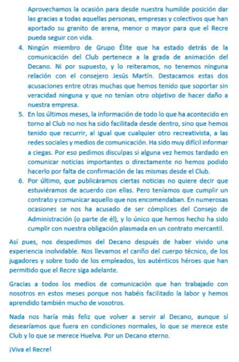 La empresa responsable de la comunicación del Recre se despide revelando las dificultades sufridas para trabajar