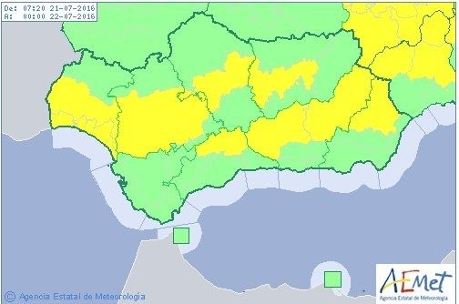 Nivel amarillo en la provincia onubense hasta las 20.00 horas