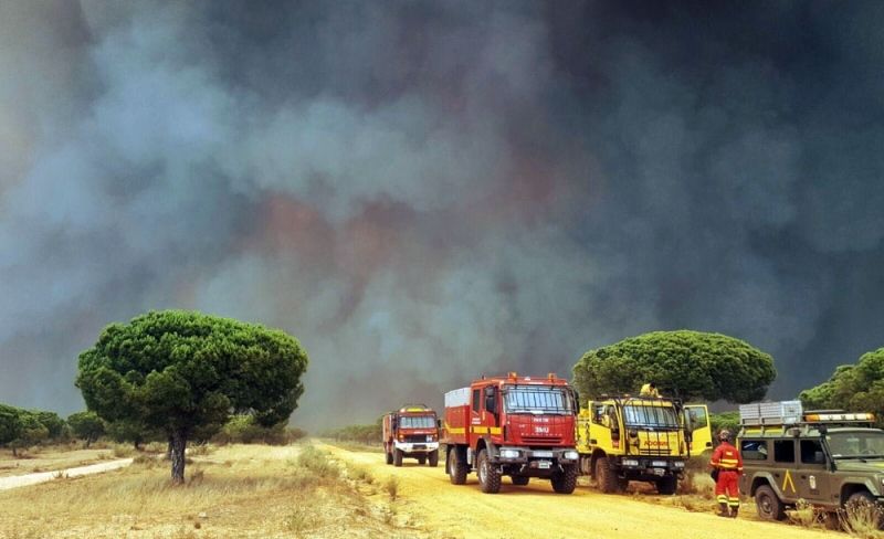 Más de 300 agentes, 38 vehículos y 10 medios aéreos tratan aún de controlar el avance de las llamas