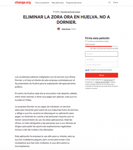 El runrún: Firmas contra la zona ORA en Huelva