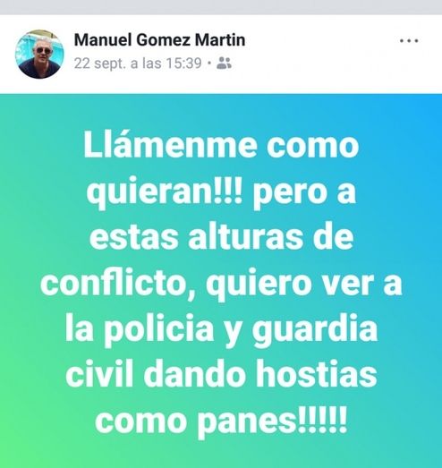 Exigen una rectificación al portavoz del PP en Gibraleón por desear que Policía y Guardia Civil vayan a Cataluña a dar “hostias como panes”