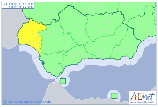 Activado el aviso amarillo por lluvias para la jornada del viernes