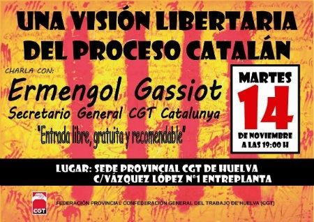 El secretario general de CGT debatirá en Huelva sobre 'Una visión libertaria del proceso catalán'