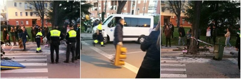 Una persona resulta herida al estrellarse su vehículo con un árbol y un semáforo