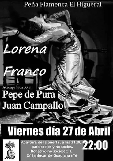 La bailaora Lorena Franco Moreno, siguiente invitada en la Peña Flamenca El Higueral
