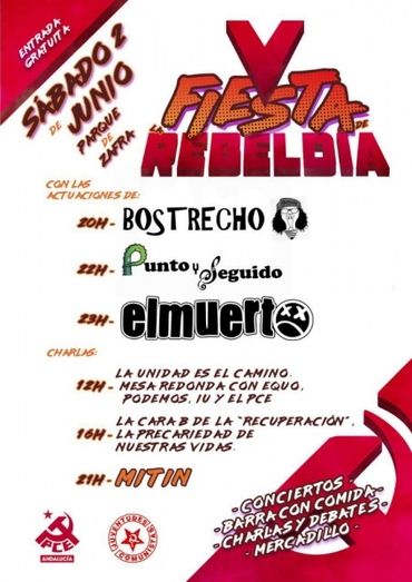 El PCA celebrará una nueva edición de la Fiesta de la Rebeldía en Huelva