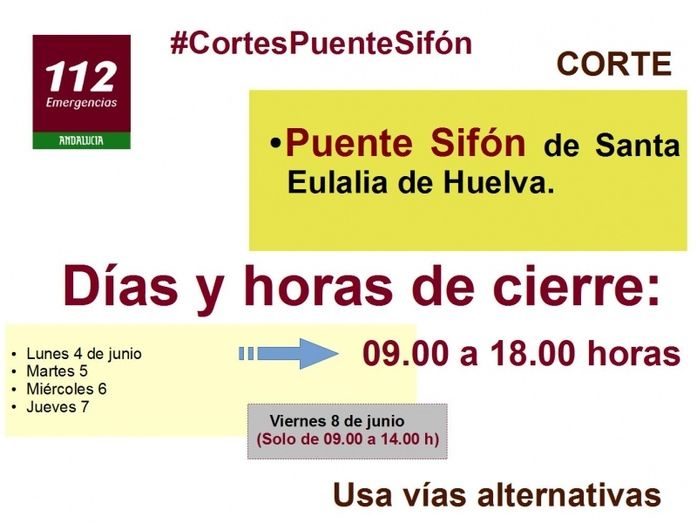Cortes en el Puente Sifón de Huelva de lunes a viernes