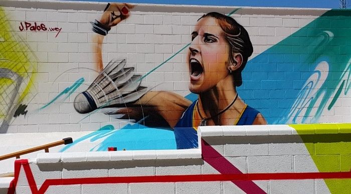 Carolina Marín se une a Rafa Nadal en un mural homenaje en La Palma