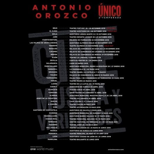 Antonio Orozco ofrecerá tres conciertos en la Casa Colón