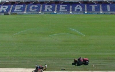 El césped del Nuevo Colombino, a punto