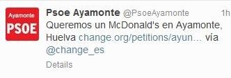 Un concejal de Ayamonte contraataca  y promueve una recogida de firmas a favor de McDonald´s