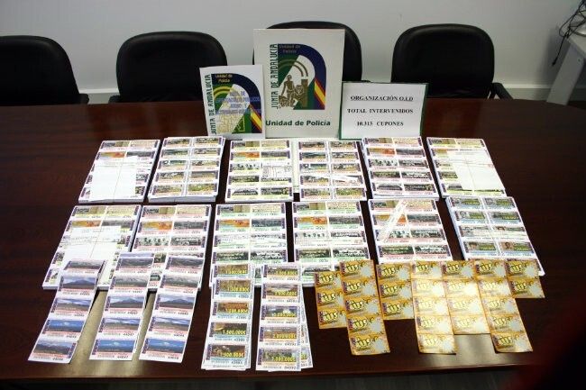 La Policía interviene en Huelva 10.313 cupones de lotería ilegal de la organización OID
