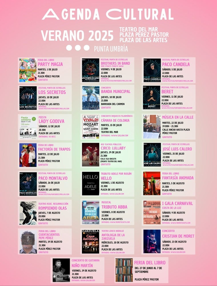 Verano sin descanso en Punta Umbría: más de 120 actividades conforman la agenda estival de la localidad