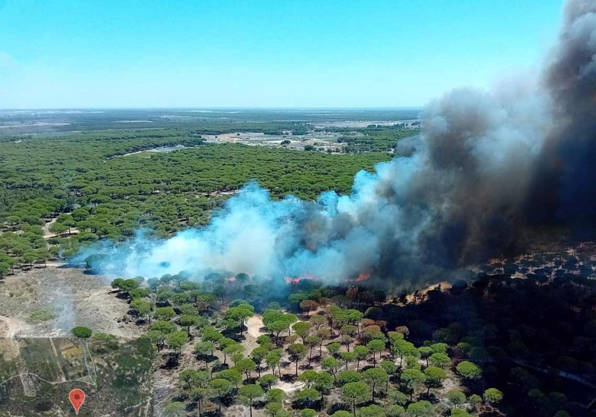El incendio de Bonares, en sus primeros momentos
