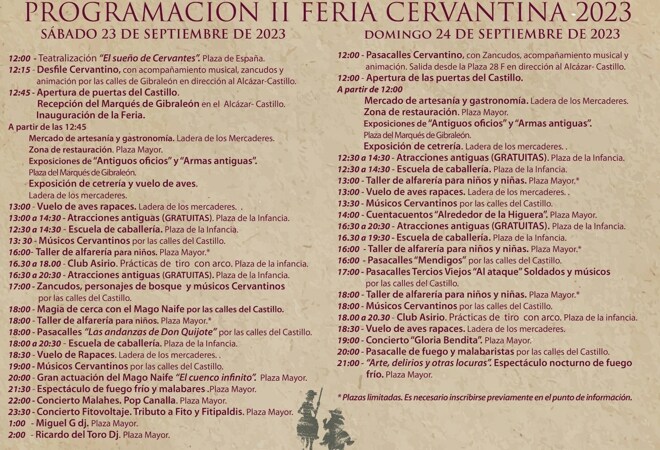 Feria Cervantina de Gibraleón: fechas, horarios y agenda de actividades