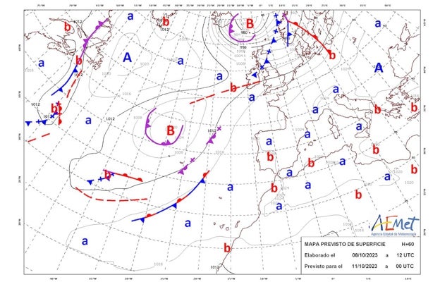 Mapa previsto de superficie