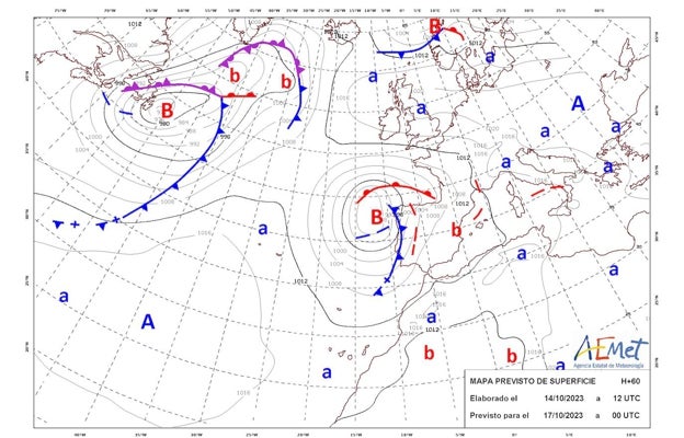 Mapa previsto de superficie