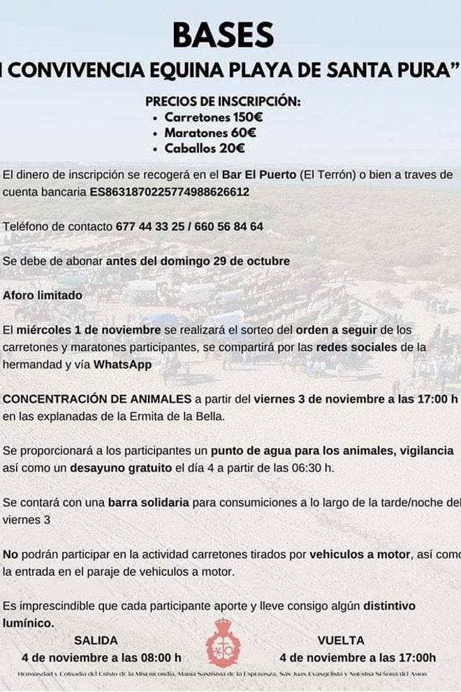 ¿En qué va a consistir la convivencia equina que se celebrará en la playa de Santa Pura en La Antilla?