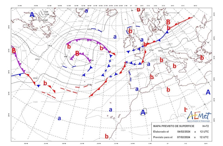 El miércoles despedimos la situación anticiclónica, que se retira hacia el este, y nos aprestamos a recibir las borrascas atlánticas y sus frentes asociados a partir del jueves