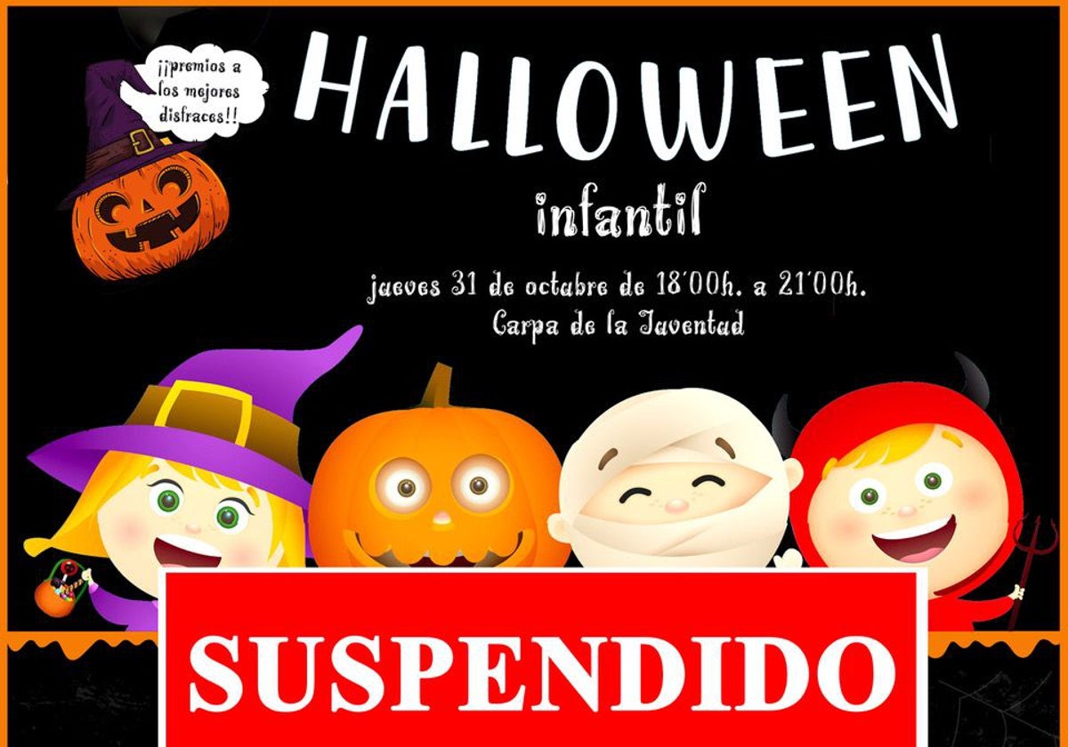 Cartel que anuncia la suspensión de las actividades de Halloween