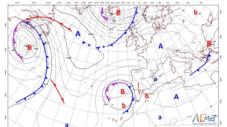 Mapa isobárico de la península Ibérica