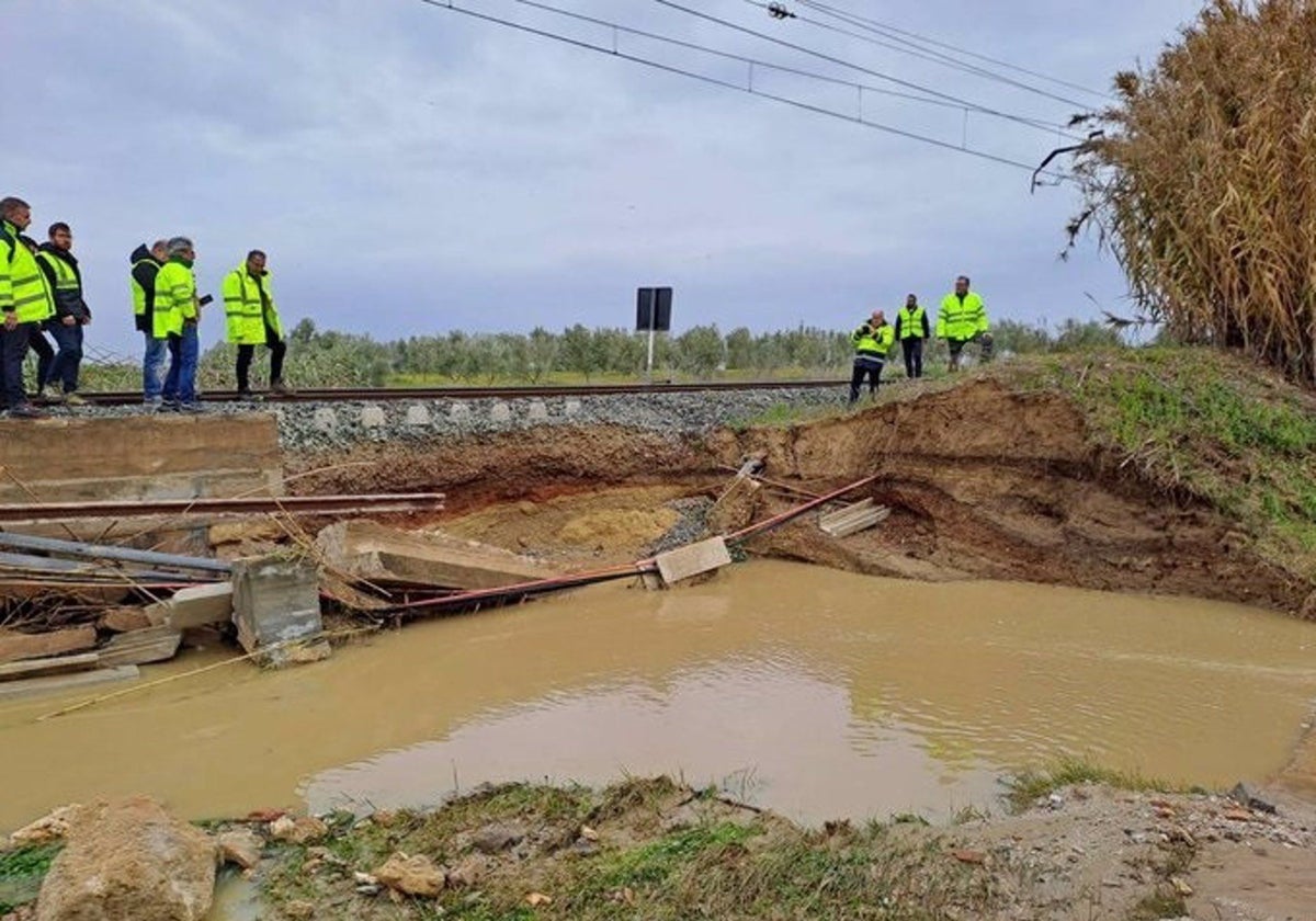 Dañosa principios de esta semana en la líneaSevilla-Huelva por la borrasca Garoé