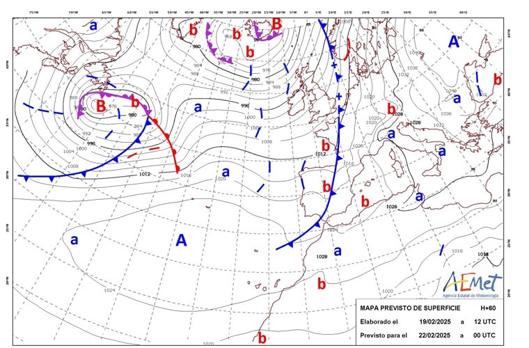 Un frente frío cruza la península entre el viernes y el sábado, dejando precipitaciones generalizadas, aunque normalmente escasas, en toda la provincia