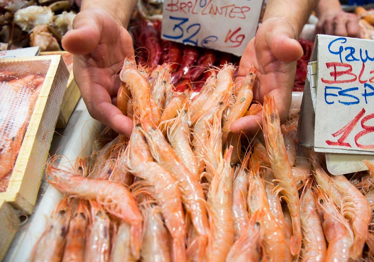 Gamba blanca en el Mercado del Carmen de Huelva