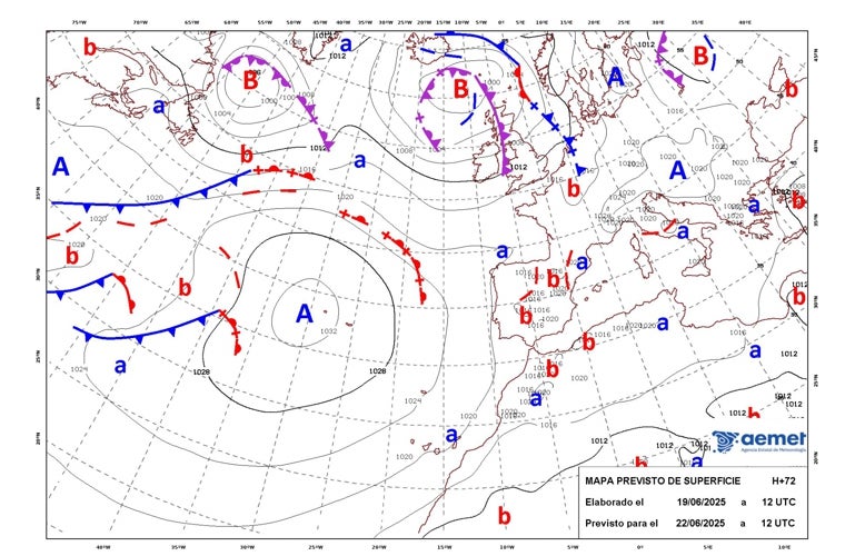 Mapa previsto de superficie