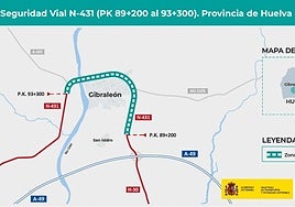 Transporte aprueba el nuevo trazado de la N-431 a su paso por Gibraleón para mejorar la seguridad