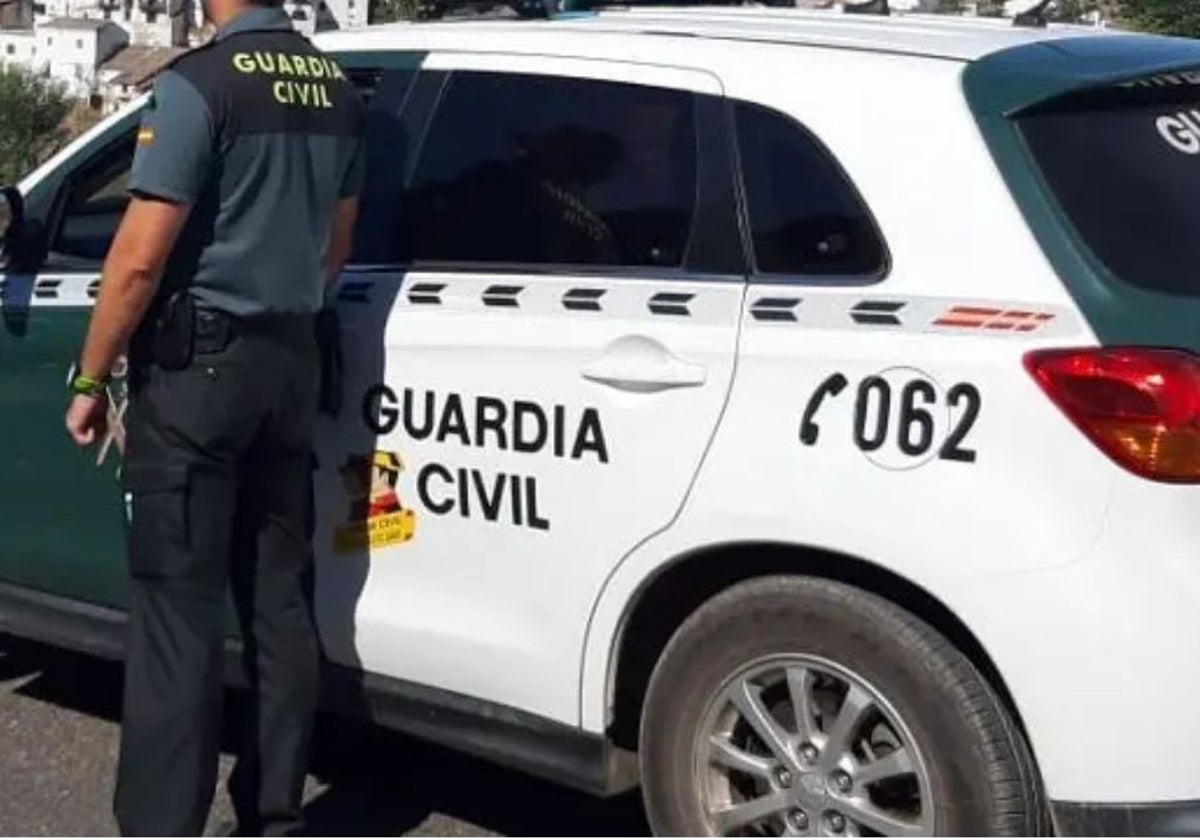 Agente junto a un vehículo de la Guardia Civil