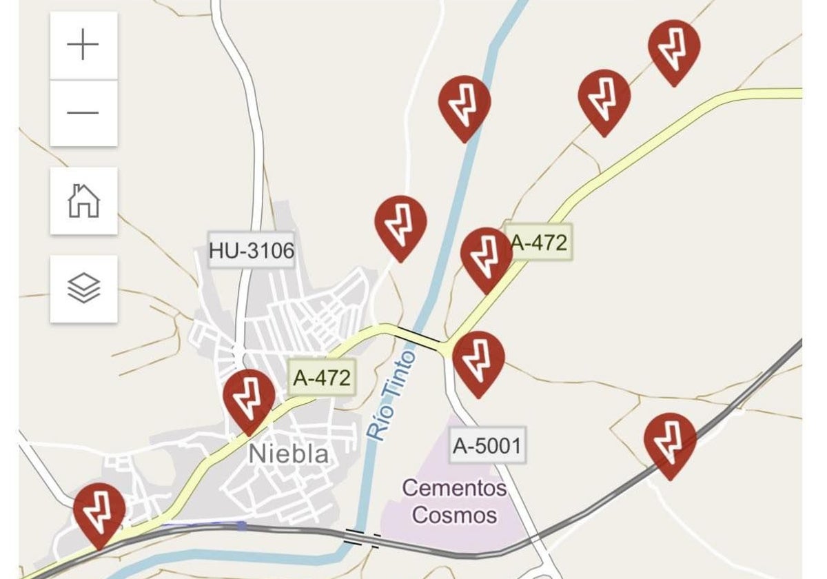 Mapa reciente de averías en el municipio